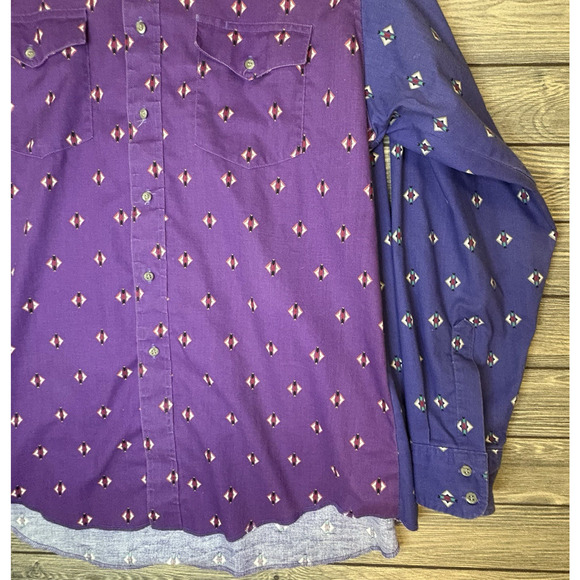 Wrangle X-long tails Size 17.5 - 35 Purple Shirt Button Down Long Sleeve VTG - Picture 4 of 8